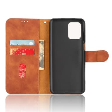 SKALO Motorola Moto G23 4G Matt PU Nahka lompakkokotelo - Ruskea