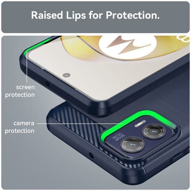 SKALO Motorola Moto G73 5G Armor Carbon Iskunkestävä TPU suojakuori - Sininen