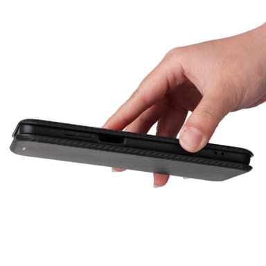 SKALO Motorola Moto G73 5G Carbon Fiber Lompakkokotelo - Musta