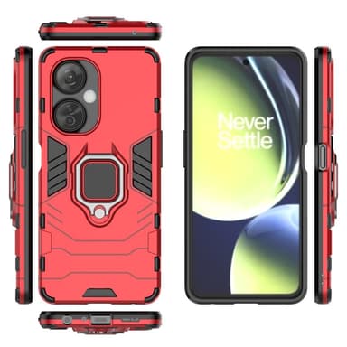 SKALO OnePlus Nord CE 3 Lite 5G Armor Hybridi metallirengas kuori - Punainen