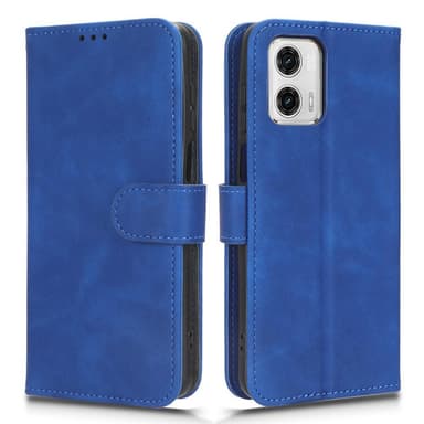 SKALO Motorola Moto G73 5G Matt PU Nahka lompakkokotelo - Sininen