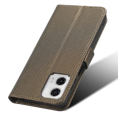 SKALO Motorola Moto G73 5G Premium Mini Rhombus Lompakkokotelo - Ruskea