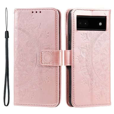 SKALO Google Pixel 7a Mandala lompakkokotelo - Ruusukulta