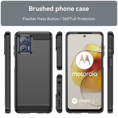 SKALO Motorola Moto G73 5G Armor Carbon Iskunkestävä TPU suojakuori - Musta