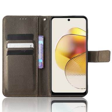 SKALO Motorola Moto G73 5G Premium Mini Rhombus Lompakkokotelo - Ruskea