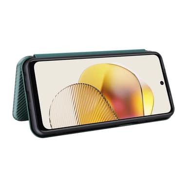 SKALO Motorola Moto G73 5G Carbon Fiber Lompakkokotelo - Vihreä