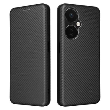 SKALO OnePlus Nord CE 3 Lite 5G Carbon Fiber Lompakkokotelo - Musta
