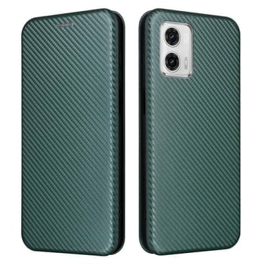 SKALO Motorola Moto G73 5G Carbon Fiber Lompakkokotelo - Vihreä
