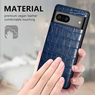 SKALO Google Pixel 7a Crocodile PU Nahka Hybrid Suojakuori - Sininen