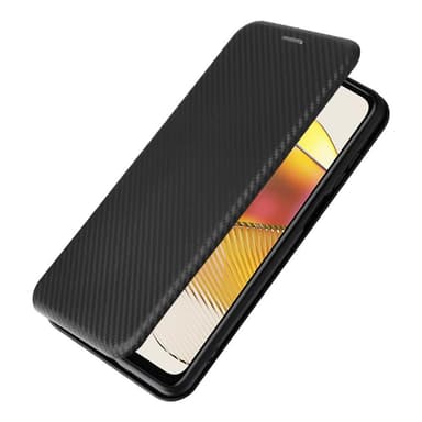 SKALO Motorola Moto G73 5G Carbon Fiber Lompakkokotelo - Musta