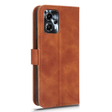SKALO Motorola Moto G23 4G Matt PU Nahka lompakkokotelo - Ruskea