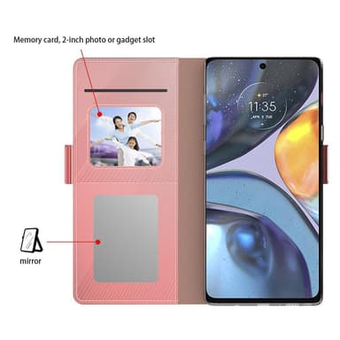 SKALO Motorola Edge 40 Pro 5G Kortinhaltijan peililompakko - Ruusukulta