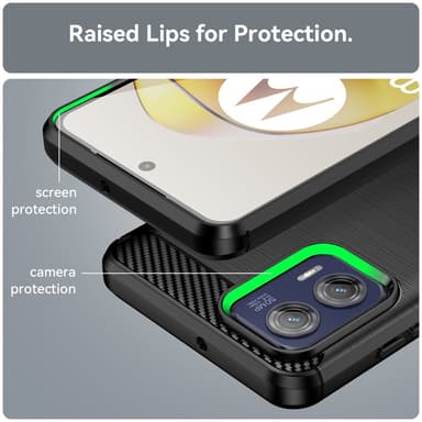 SKALO Motorola Moto G73 5G Armor Carbon Iskunkestävä TPU suojakuori - Musta