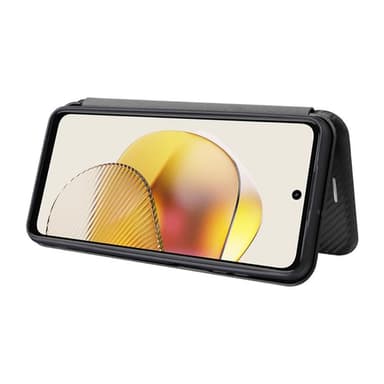 SKALO Motorola Moto G23 4G Carbon Fiber Lompakkokotelo - Musta