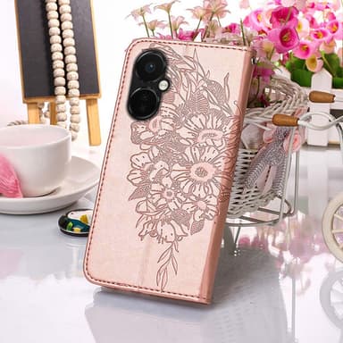 SKALO OnePlus Nord CE 3 Lite 5G Mandala Butterfly lompakkokotelo - Ruusukulta