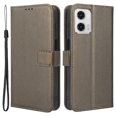 SKALO Motorola Moto G73 5G Premium Mini Rhombus Lompakkokotelo - Ruskea