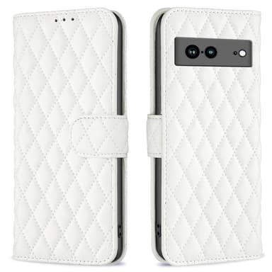 SKALO Google Pixel 7a BINFEN COLOR Tikattu Lompakko - Valkoinen