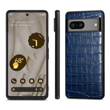 SKALO Google Pixel 7a Crocodile PU Nahka Hybrid Suojakuori - Sininen