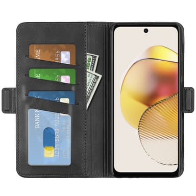 SKALO Motorola Moto G73 5G Premium Wallet Lompakkokotelo - Musta