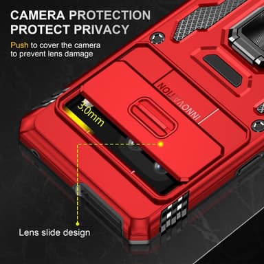 SKALO Google Pixel 7a Armor hybridi metallirengas kameran liukusäädin - - Punainen