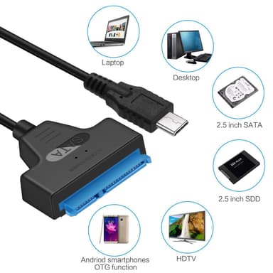 NÖRDIC USB-C-SATA-sovitin 2.5 SATA III HDD 5Gbps