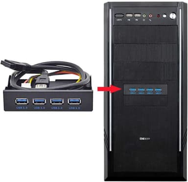 NÖRDIC 3,5"" Floppy etupaneeli 4xUSB3.0 5Gbps 20pin liitin