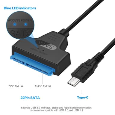 NÖRDIC USB-C-SATA-sovitin 2.5 SATA III HDD 5Gbps