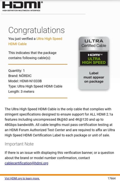 NÖRDIC-SERTIFIOIDUT KAAPELIT 3 m Ultra High Speed ​​HDMI 2.1 8K 60Hz 4K 120Hz 48Gbps Dynamic HDR eARC VRR Nylon punottu kaapeli kullattu