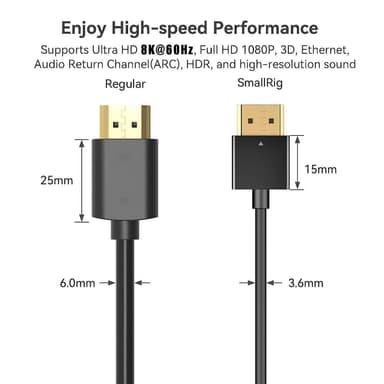 NÖRDIC 2m ohut Ultra High Speed ​​​​HDMI2.1 8K 60Hz 4K 120Hz 48Gbps Dynamic HDR eARC Pelitila VRR Dolby ATMOS