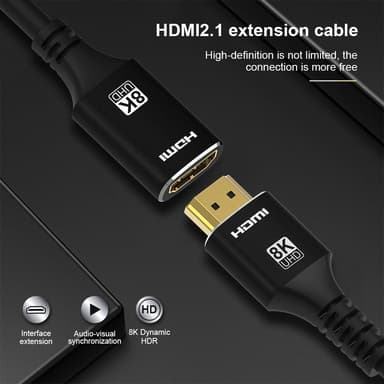 NÖRDIC HDMI jatkokaapeli 2m 8K60Hz 4K144 HDMI 2.1 48Gbps Ultra High Speed ​​HDMI