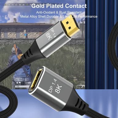 NÖRDIC 50 cm Displayport 1.4 jatkokaapeli UHD 8K60Hz 4K144Hz 32.4Gbps 10-bittinen HDR