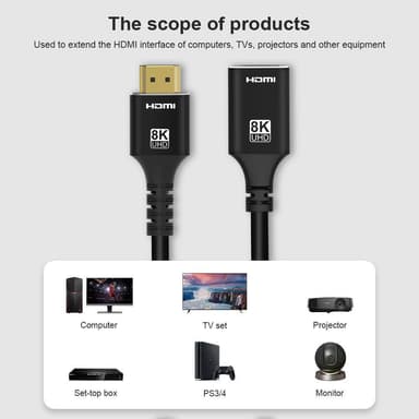 NÖRDIC HDMI jatkokaapeli 2m 8K60Hz 4K144 HDMI 2.1 48Gbps Ultra High Speed ​​HDMI