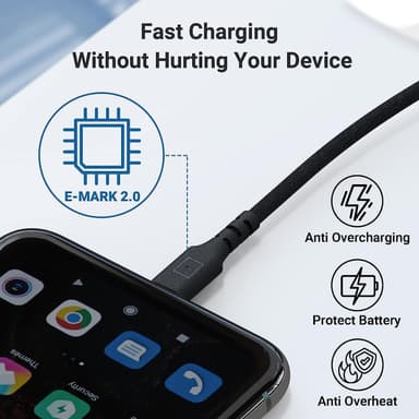 USB-IF-sertifioitu 1 m USB-C 2.0 240 W Pikalataus 480 Mbps