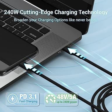 USB-IF-sertifioitu 1 m USB-C 2.0 240 W Pikalataus 480 Mbps