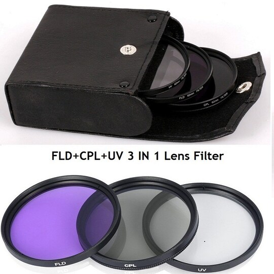 3-osainen linssisuodatinsarja UV CPL FLD 3-in-1 -suodatinlinssi DSLR-kameralle Musta 58 mm
