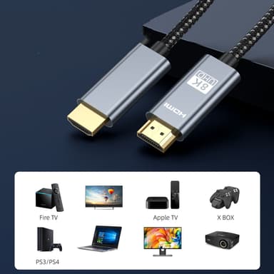 HDMI-kaapeli 8K 60 Hz 4K 120 Hz kullatulla liittimellä 5 m