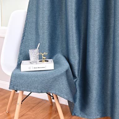 Vändbara linne mörkläggningsgardiner 2-pack Sininen 140 x 260 cm