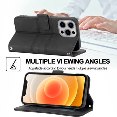 Puhelinkotelo Crossbody ja korttipidike Kukkaro Photo Clip Yhteensopiva iPhonen kanssa Musta iPhone 13 Pro Max
