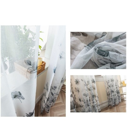 Långa semi-transparenta gardiner semi draperier för sovrum vardagsrum 2-delat Harmaa 1 x 2 m