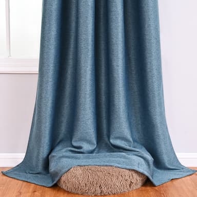 Vändbara linne mörkläggningsgardiner 2-pack Sininen 100 x 130 cm