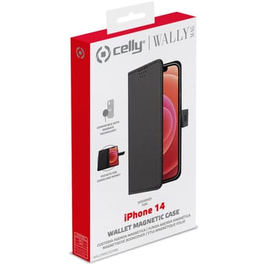 Celly MagSafe lompakkokotelo iPhone 14 musta