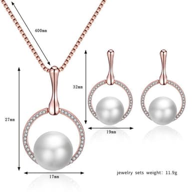 Faux Pearl Halsband Armband Örhängen Set Ruusukulta