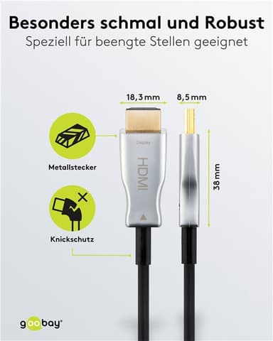 Goobay High Speed hybrid optinen HDMI™ -kaapeli Ethernetillä (AOC)