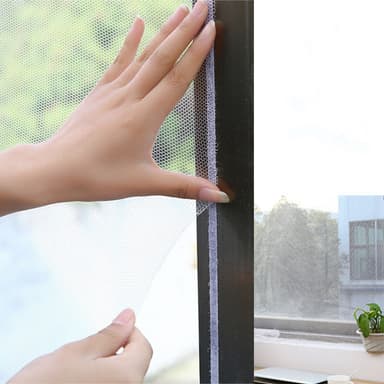Window Screen Mesh Gardin med kardborreband 1,3 x 1,5 m Valkoinen