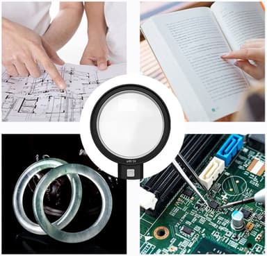 Suurennuslasi 8X/12X/20X LED-lampulla Musta
