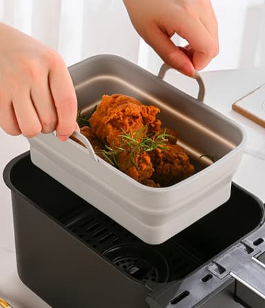 Taitettava neliön muotoinen Air Fryer silikonimuotti 19,5x12,7x7 cm Harmaa