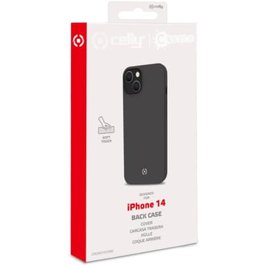 Celly Cromo pehmeä kumikotelo iPhone 14 musta