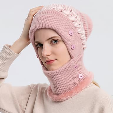 Vintermössor Scarf Mask One-Piece för kvinnor Vaaleanpunainen
