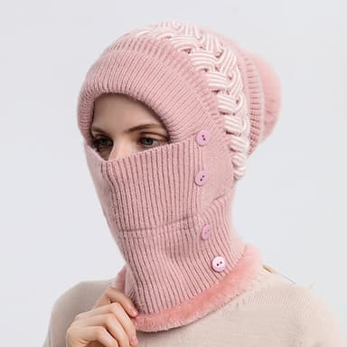 Vintermössor Scarf Mask One-Piece för kvinnor Vaaleanpunainen