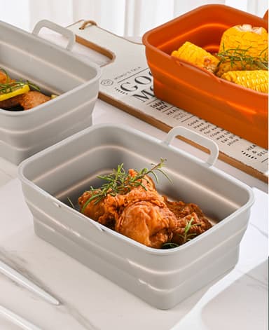 Taitettava neliön muotoinen Air Fryer silikonimuotti 19,5x12,7x7 cm Harmaa